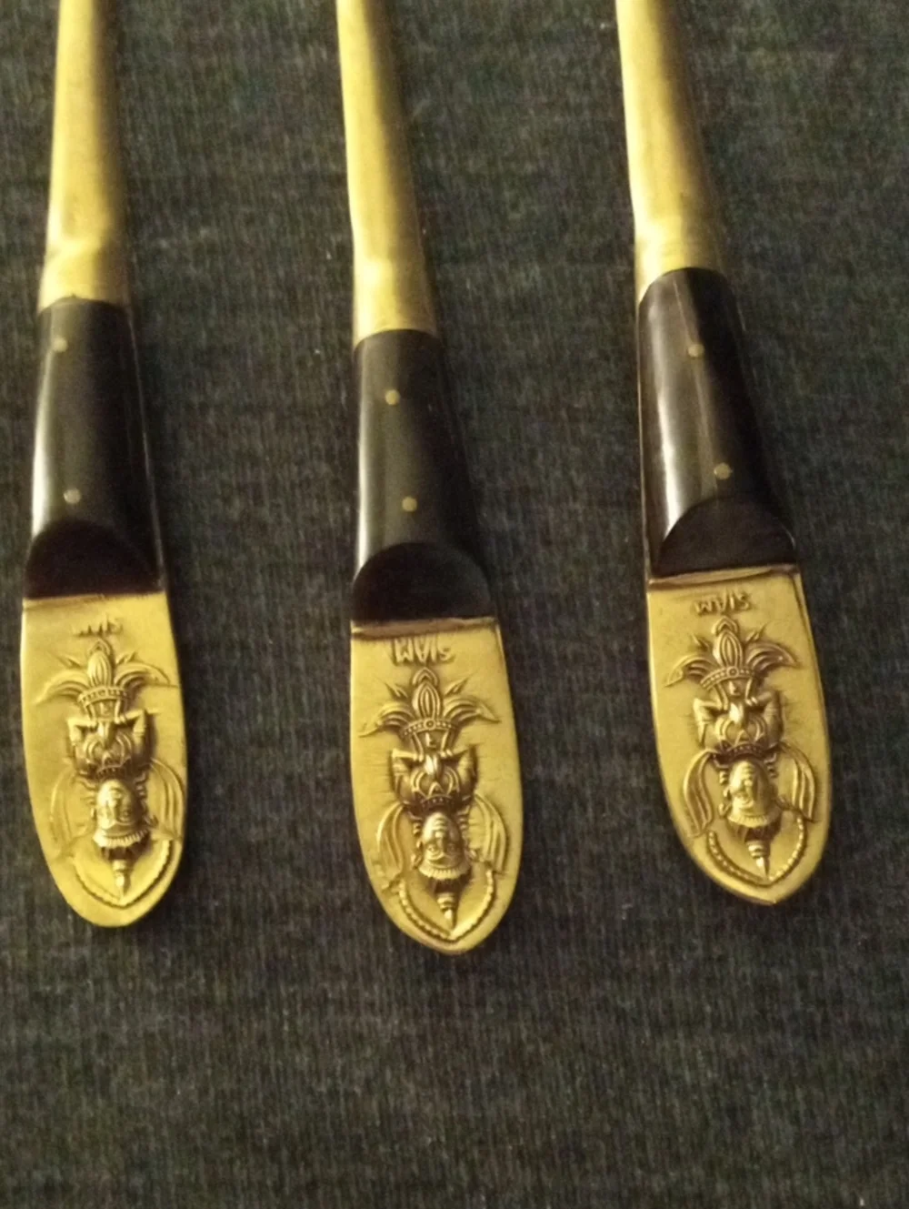 Vintage SIAM Brass & Rosewood Spoons